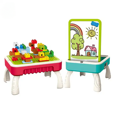 BuildMaster | Aventura Creativa - Mesa de Actividades para Niños con Bloques de Construcción y Pizarra de Dibujo
